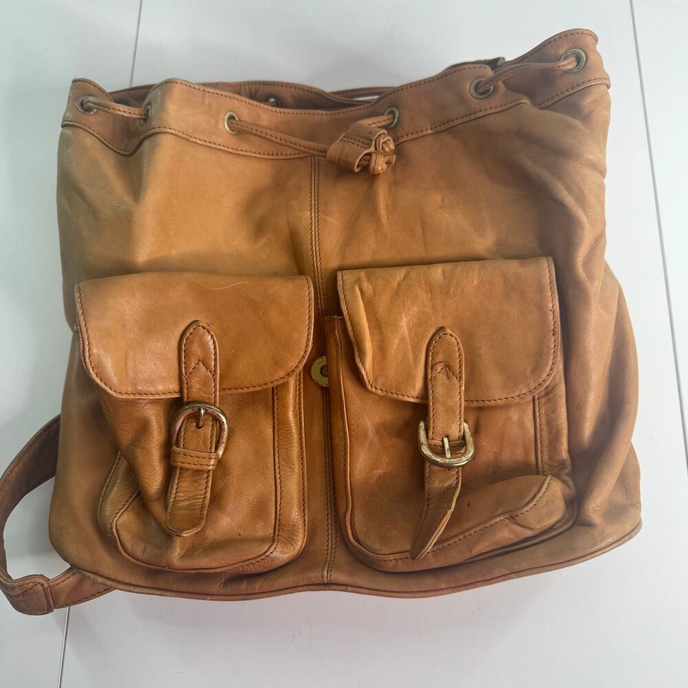 Boulder Ridge Full Grain Leather Backpack Brown Hiking Travel Bag 12x12 - Picture 6 of 11